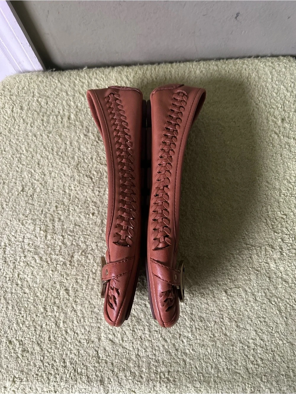 NWOB Michael Kors Tan Leather MK Logo Ballet Flats Sz 7.5